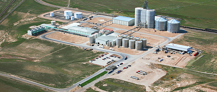 An aerial view of an ethanol facility in Kansas.