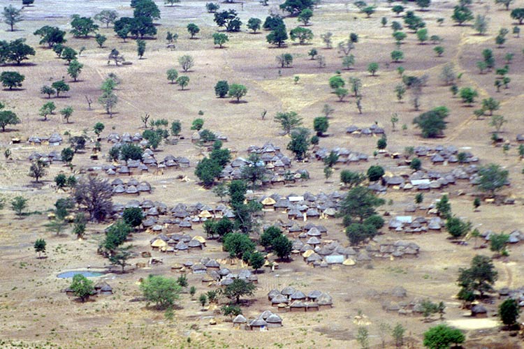 Aerial view of a rural Ghana village