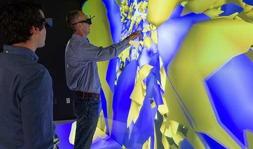 NREL engineers review velocity and turbulence in a visual simulation