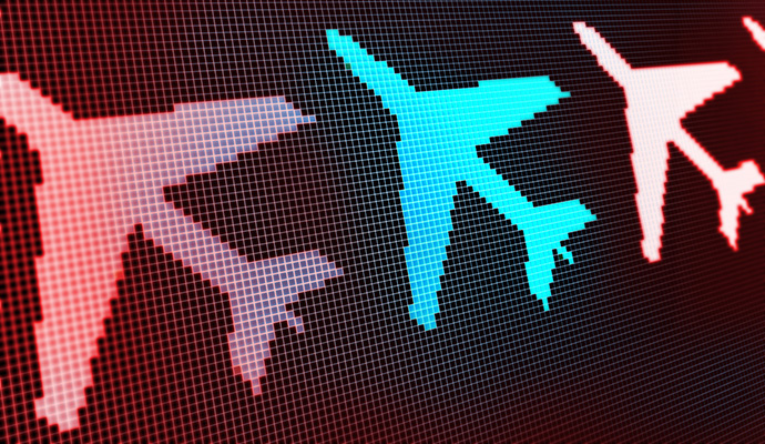 Lighted digital display of airplanes