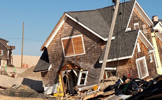Storm-damaged houses