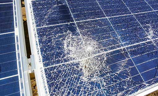 Photo of a damaged solar panel.