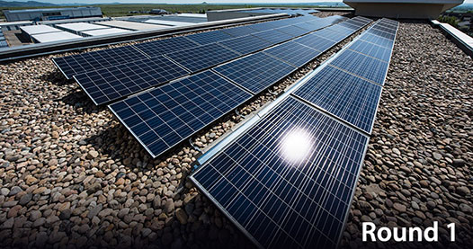 Three solar photovoltaic arrays.