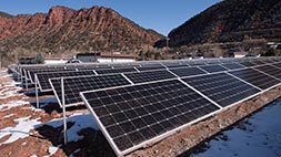 A PV system with multiple rows of PV arrays.
