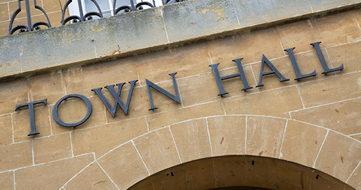 Town Hall sign.