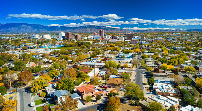 An aerial image of a city in New Mexico.