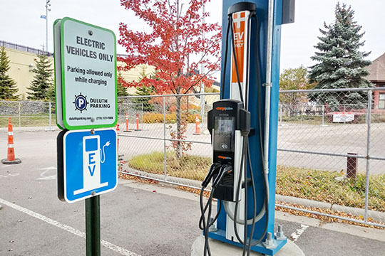 An EV charger in Duluth, Minnesota.