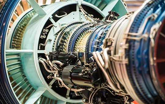 Close-up of a plane engine.