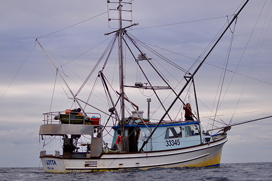 A 46-foot commercial fishing boat named I Gotta cruises the waters outside of Sitka, Alaska.