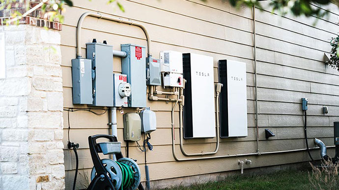 Photo of a home's battery storage system.