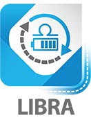 LIBRA icon, a battery with the libra symbol in a circle