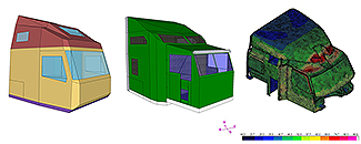 image of three models of semi truck cabs.