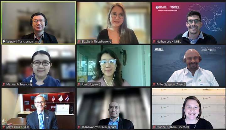 A picture of a virtual webinar discussion with ten attendee faces.