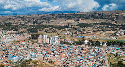 Ariel view of a city in Colombia