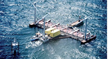  A wave energy converter in open water.