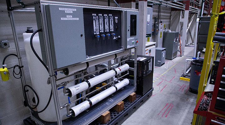 A water tank and electrical control board equipment in a laboratory 