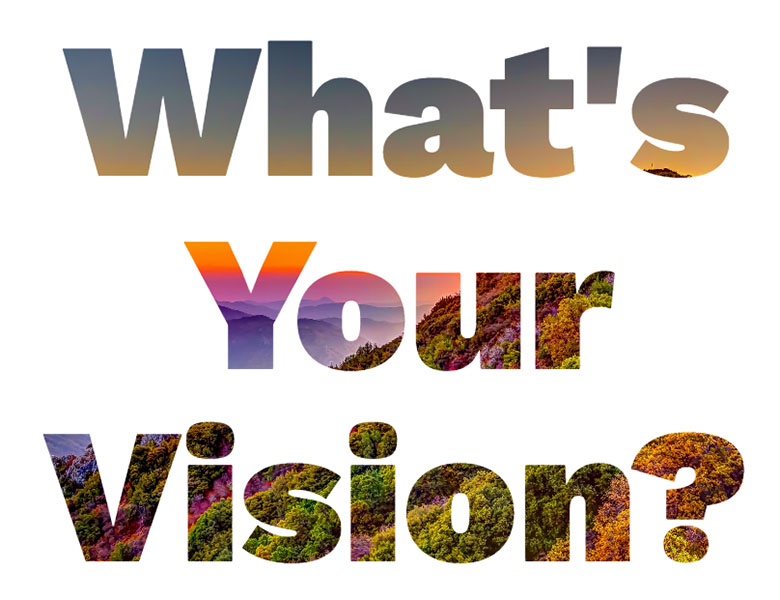 Text reading "What's Your Vision?" in colors