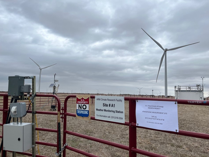 A remote sensing wind power field site in Oklahoma.