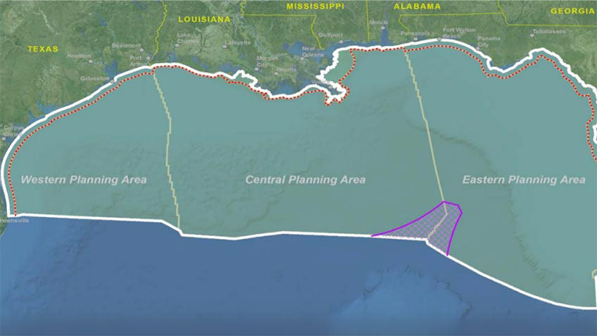 Graphic of a possible area of offshore wind development in the Gulf of Mexico.