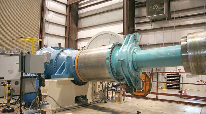 A photo of a 1.5-MW drivetrain being tested on a 2.5-MW dynamometer.