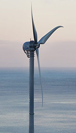 Passive-yaw, downwind, stall horizontal-axis wind turbine wind turbine by ocean