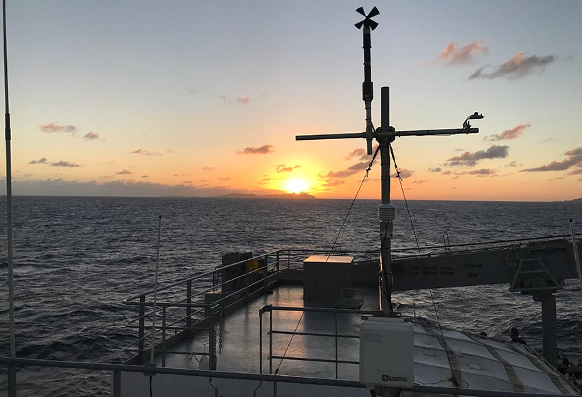 Sunset view from the training ship Kennedy.